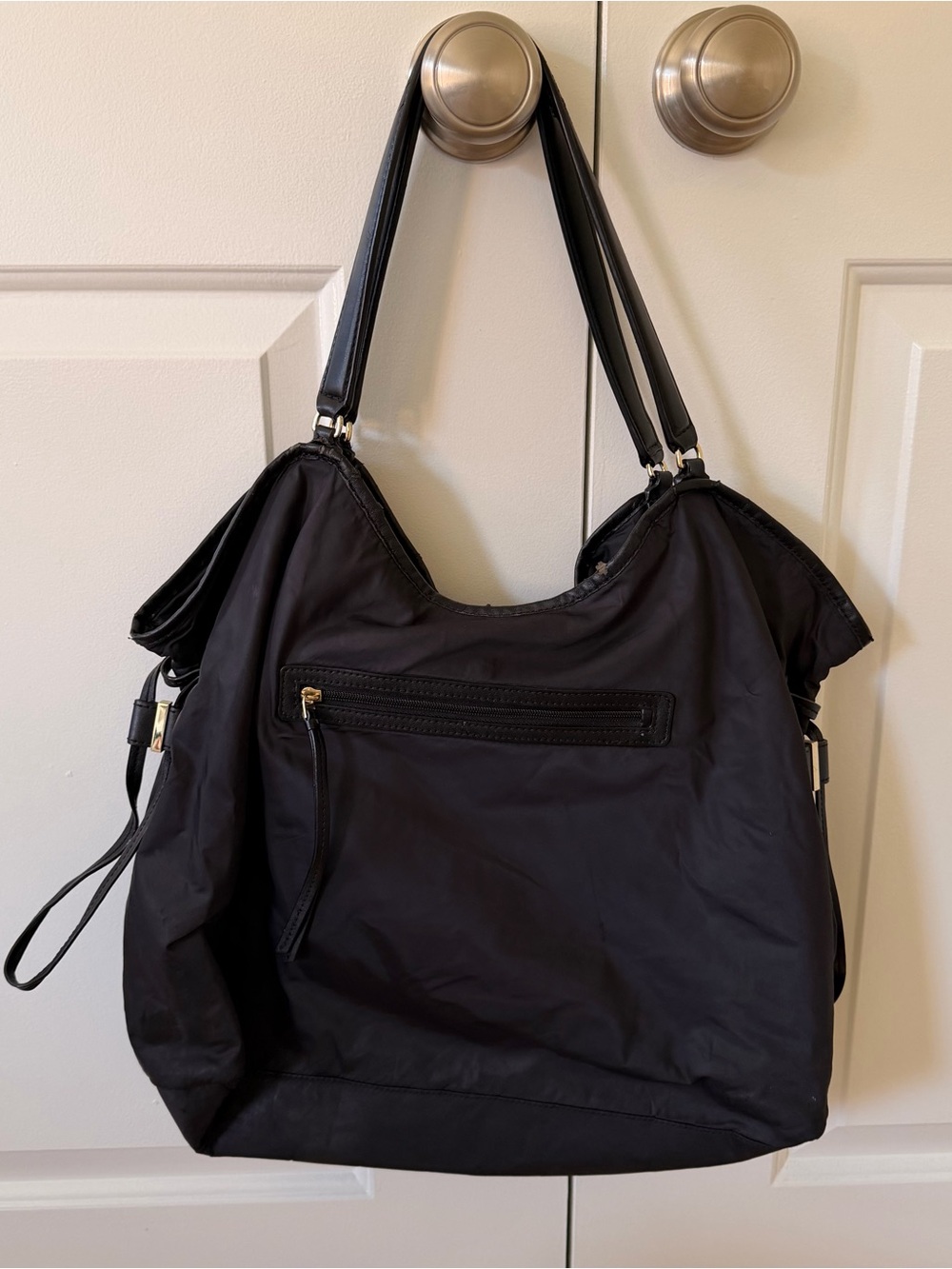 Tory Burch Black Nylon Logo Hobo Tote As-is - Picture 6 of 9